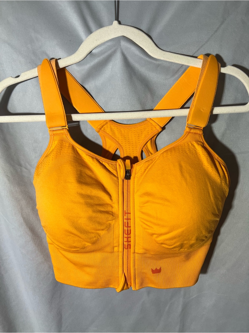 SHEFIT Front-Zip Sports Bra in Bright Orange